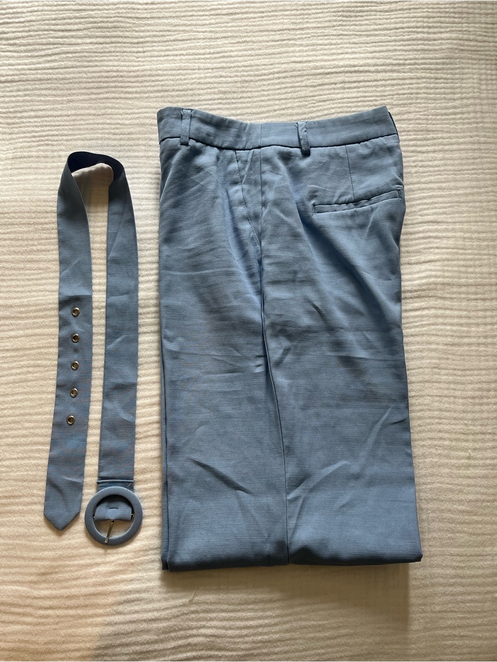 Women's Light Blue Boot Cut Pants with Matching Belt